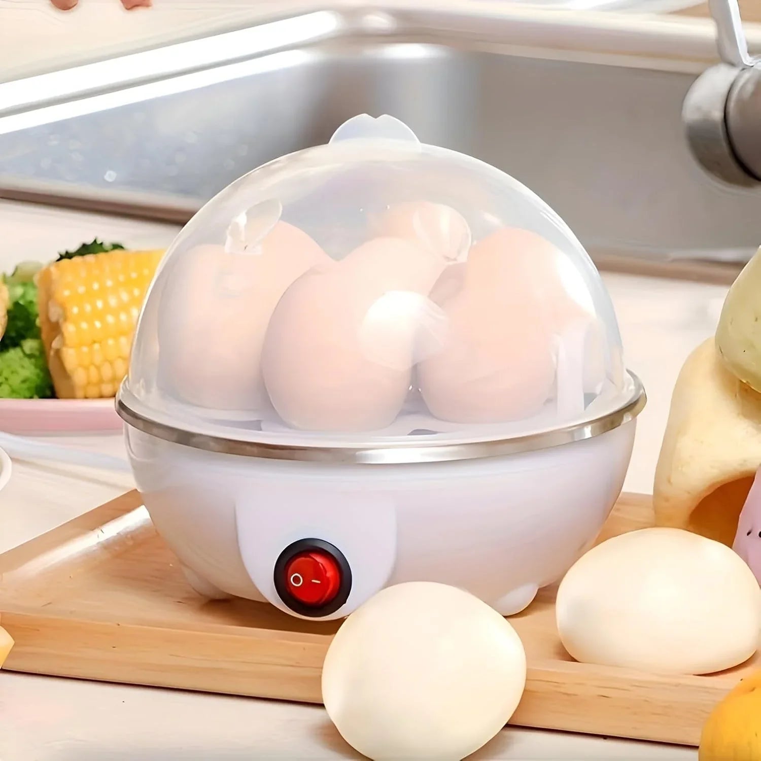 Electric Egg Boiler | 3 Boiling Modes | Automatic Operation | Overheat Protection | 75ml | Plastic | White