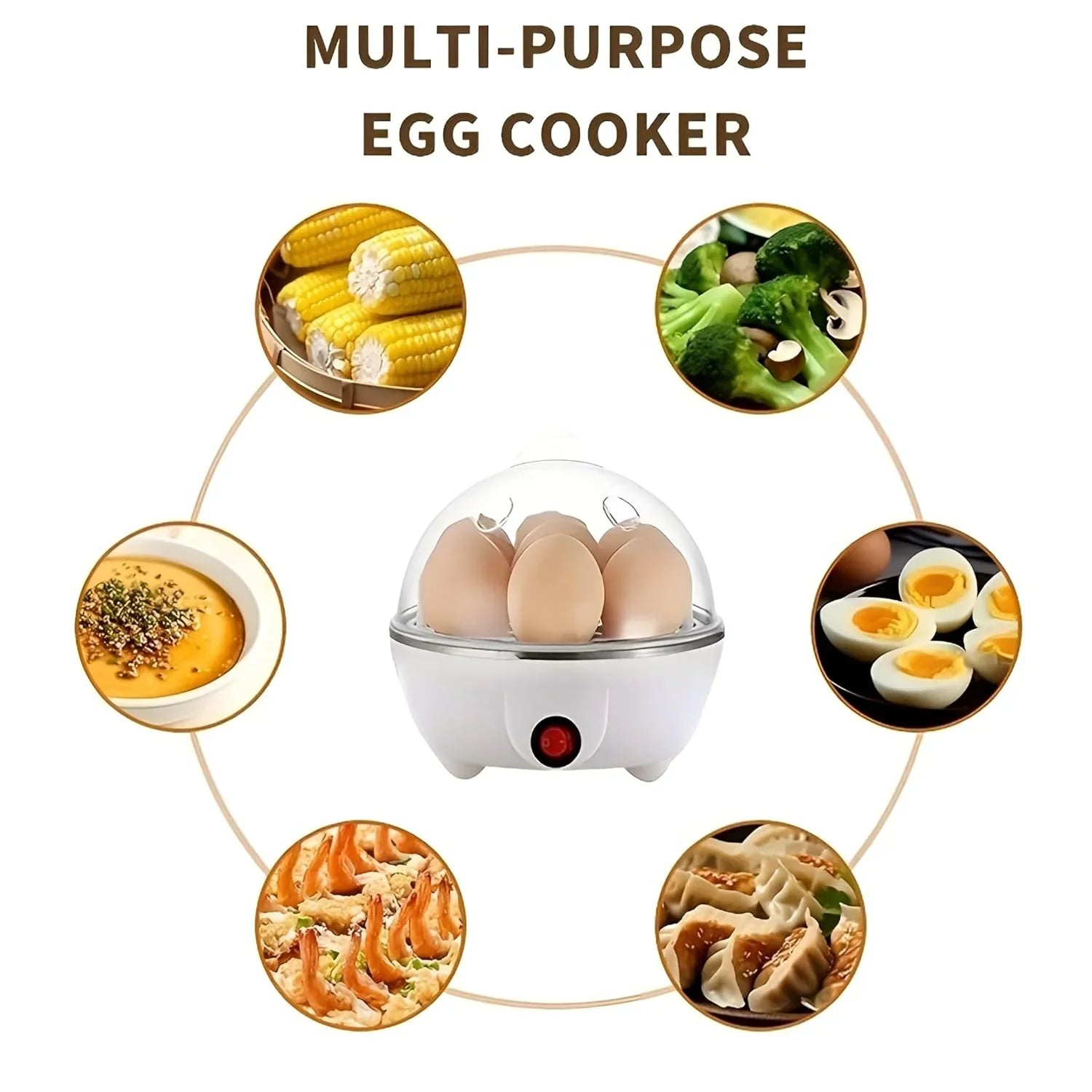 Electric Egg Boiler | 3 Boiling Modes | Automatic Operation | Overheat Protection | 75ml | Plastic | White